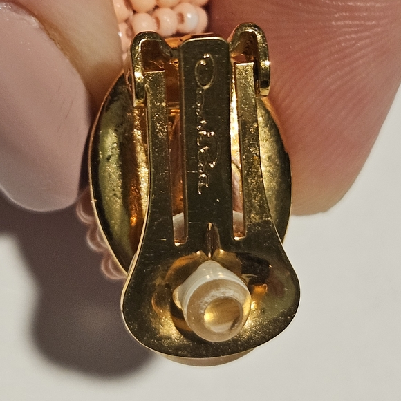 NEW Oscar de la Renta Tassel Clip-on Earrings Pink Beaded Fringe Luxury Party - Picture 8 of 9